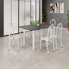 Conjunto de Mesa Tubular 140cm X 75cm Tampo em Ardósia Indiano com 6 Cadeiras Iris B Arabesco/ Branco