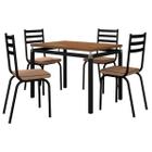 Conjunto De Mesa Tubular Malva Tampo BP De 91 x 68 cm Com 4 Cadeiras 118 Preto Assento Rattan Artefamol