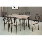 Conjunto De Mesa Tubular Marta Cromo Preto Tampo BP Com 6 Cadeiras 023 Rattan Artefamol