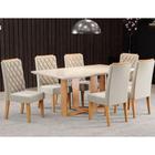 Conjunto De Mesa Vieiro Palladium Com 6 Cadeiras Mel Blonde/veludo Perola/off White