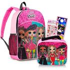 Conjunto de mochila de boneca LOL com lancheira - Conjunto de mochila e lancheira para meninas LOL Dolls com adesivos, mais Mochila escolar LOL Dolls