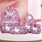 Conjunto De Mochila Hello Kitty Com 4 Peças, Alças Ajustáveis, Fecho De Correr, Estampa De Anime,