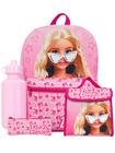 Conjunto de mochilas Barbie School de 4 peças para meninas com lancheira e garrafa