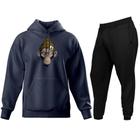 Conjunto de Moletom Blusa de Frio Canguru Capuz Calça Joger Relaxado