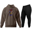 Conjunto de Moletom Blusa de Frio Canguru Capuz Calça Jogger