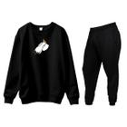 Conjunto de Moletom Blusa Sem Capuz e Calça Jogger Estampas