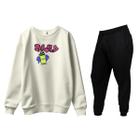 Conjunto de Moletom Blusa Sem Capuz e Calça Jogger Relaxado