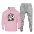 Conjunto de Moletom Estampa Dinossauro Canguru Com Calça Jogger Com Bolso e Elastico na Cintura