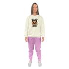 Conjunto de Moletom Feminino Blusa Sem Capuz e Calça Jogger Estampado