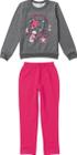 Conjunto de Moletom Infantil Gatinha Rosa e Cinza - Malwee