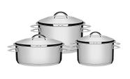 Conjunto de Panelas Aço Inox 3 peças Solar Tramontina.