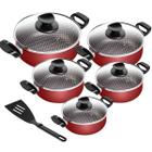Conjunto De Panelas Antiaderente Vermelho Spesso Caçarola 5 Peças Patolux