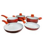 Conjunto De Panelas Cerâmica Com Tampas De Vidro Com Saida Para Vapor 5 Peças Cozinha Antiaderente