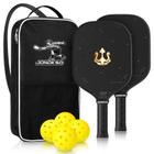 Conjunto de pás Pickleball JUNDKSO de fibra de carbono com 4 bolas e bolsa