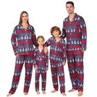 Conjunto de pijama ANGELGGH Button Family Christmas de manga comprida