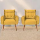 Conjunto de Poltronas Decorativas Atlas Veludo Amarelo - Mais de Casa