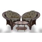 Conjunto de Poltronas Fibra Sintética 19 - 2 Poltronas + 1 Mesa Centro - Tecido Duna Fendi