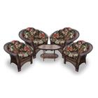 Conjunto de Poltronas Fibra Sintética 19 - 4 Poltronas + 1 Mesa Centro - Tecido Maui Preto