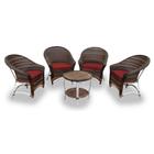 Conjunto de Poltronas Fibra Sintética Alumínio Berlim - 4 Poltronas + 1 Mesa Centro - Tecido Duna Vermelho
