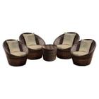 Conjunto de Poltronas Fibra Sintética Bola - 4 Poltronas + 1 Mesa Centro - Duna Deserto