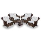 Conjunto de Poltronas Fibra Sintética Nairóbi - 4 Poltronas + 1 Mesa Centro - Tecido Duna Cru