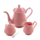 Conjunto de porcelana para chá fancy rosê 03 peças
