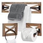 Conjunto de porta-papel higiênico Towel Bar Ilyapa Rustic Wood