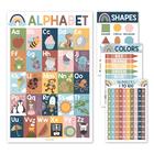 Conjunto de pôsteres educacionais para crianças pequenas ABC Shapes Colors 1-100 - Hadley Designs