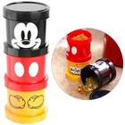 Conjunto De Pote De Plastico Redondo Mickey Empilhavel Com Tampa 3 Pecas 450Ml - PLASUTIL