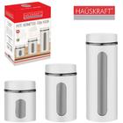 Conjunto de pote de vidro / inox redondo para mantimentos com tampa branco hauskraft com 3 pecas