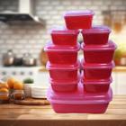 Conjunto de Potes 10 Peças Vasilha com Tampa Transparente Plastico - Cozinha Alimentos Colorido - PANAMI
