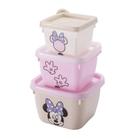 Conjunto de Potes 3 Peças de Polipropileno Quadrado Conect Minnie Baby - Plasútil