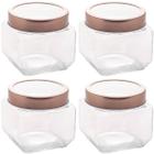 Conjunto de Potes de Vidro Lyor Gastro 800ml 4 Porta Mantimento com Tampa Metal Rose Gold