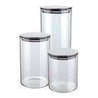 Conjunto De Potes De Vidro Reforçado Slim Com Tampa Inox Com 3 Peças