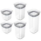 Conjunto de Potes Herméticos Block Modular 5 Peças Transparente Ou