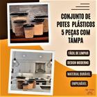 Conjunto De Potes Kit em Plástico Livre BPA 5 Peças Com Tampa