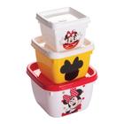 Conjunto de Potes Quadrados Plasútil Conect Minnie 3 Peças