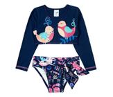 Conjunto De Praia Infantil Menina Com Fps Uv50+ Tip Top Camiseta Manga Longa Calcinha Menina Bk55