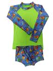 Conjunto de praia infantil menino proteção UV - camiseta raglan e sunga boxer 0 a 16 anos