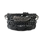 Conjunto de Pulseiras Masculinas Trançadas - Couro Vintage com Contas de Madeira