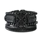 Conjunto de Pulseiras Masculinas Trançadas de Couro Vintage com Pingente de Árvore da Vida