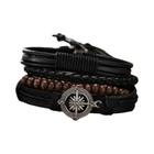 Conjunto de Pulseiras Masculinas Trançadas de Couro Vintage com Pingente de Árvore da Vida