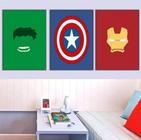 conjunto de quadros decorativos 3 peças super herois"