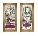 Conjunto de quadros decorativos banheiro com moldura e vidro