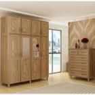 Conjunto de Quarto Grécia: Guarda-Roupa 8 Portas c/ Maleiro Cômoda 6 Gavetas Madeira Pinus Imbuia - Cavazotto