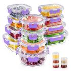 Conjunto de recipientes de armazenamento de alimentos AMALEKO Glass, 34 unidades, roxo