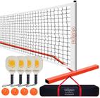 Conjunto de rede Pickleball SGSPORT Portable com 4 pás e bolsa laranja