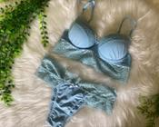 Conjunto De Renda Lingerie Sutiã Com Bojo Calcinha Fio Duplo