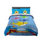 Conjunto de roupa de cama Franco Baby Shark de 5 peças em tamanho real