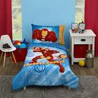 Conjunto de roupa de cama infantil Iron Man - azul, vermelho e dourado